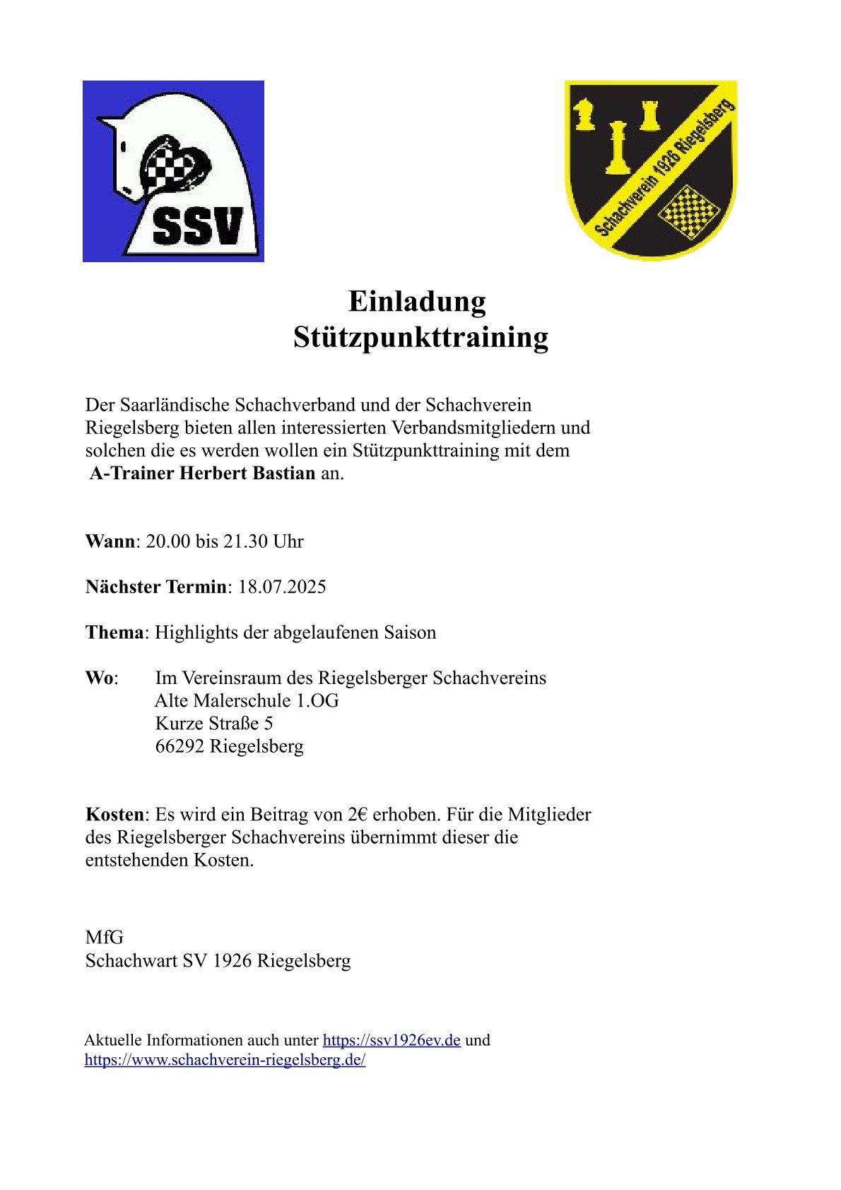 Stützpunkttraining SSV 18.07.2025